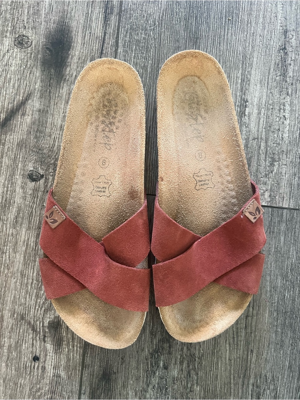 Women's Suede Crisscross Slide Sandals - Rust Red
